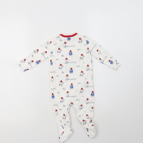 TU Baby White Geometric Cotton Babygrow One-Piece Size 6-9 Months  Snap - Paddington Print