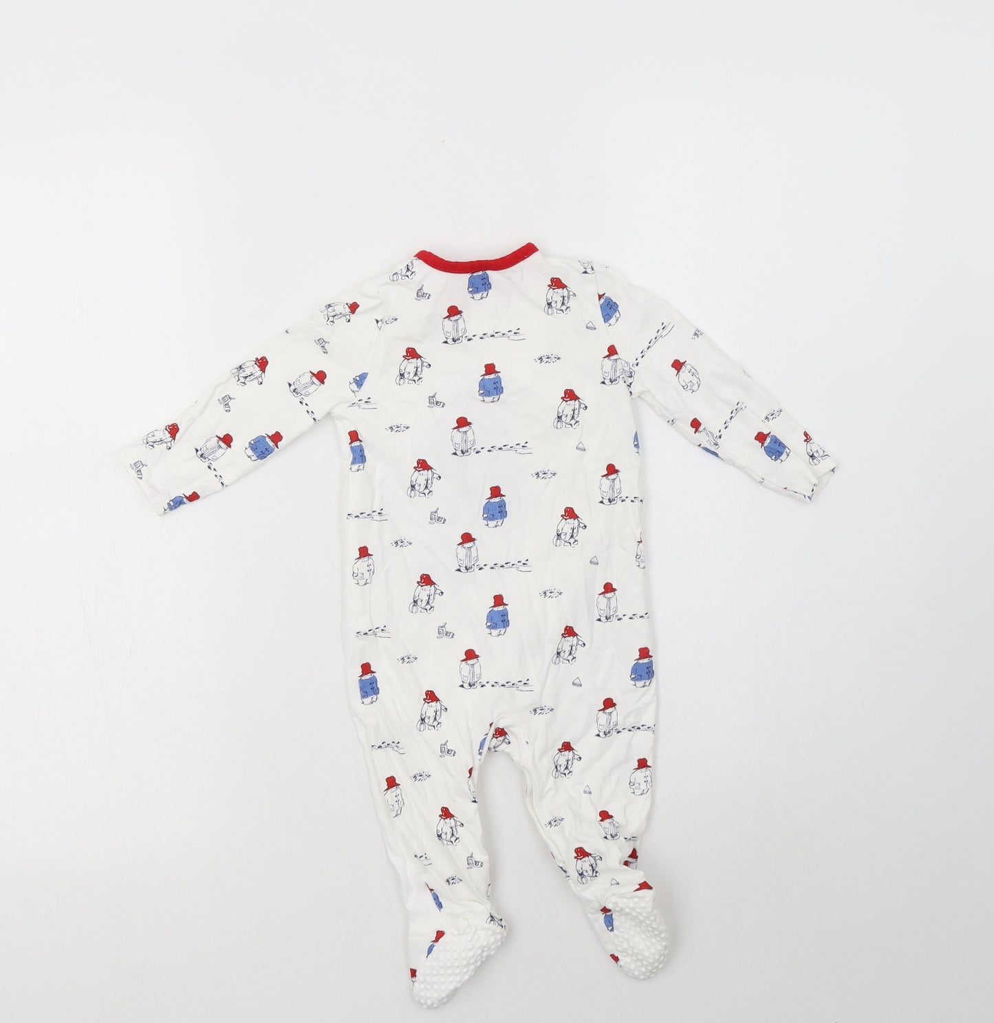 TU Baby White Geometric Cotton Babygrow One-Piece Size 6-9 Months  Snap - Paddington Print