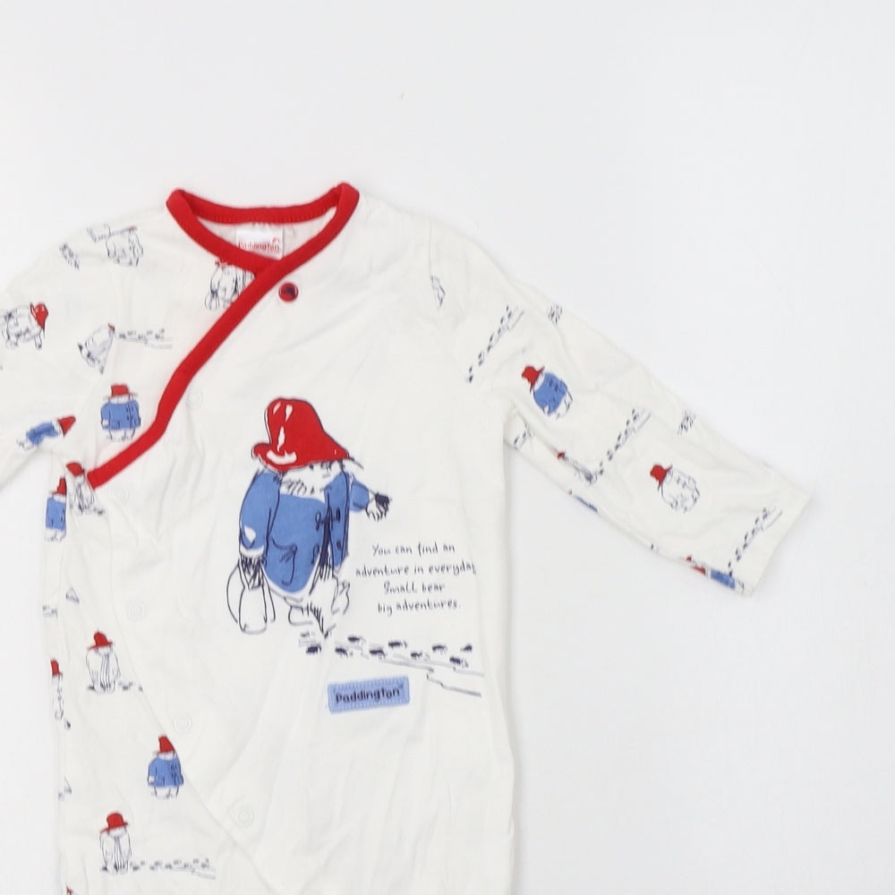 TU Baby White Geometric Cotton Babygrow One-Piece Size 6-9 Months  Snap - Paddington Print