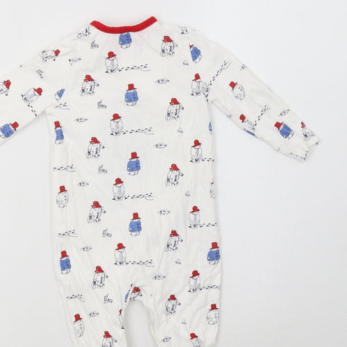 TU Baby White Geometric Cotton Babygrow One-Piece Size 6-9 Months  Snap - Paddington Print