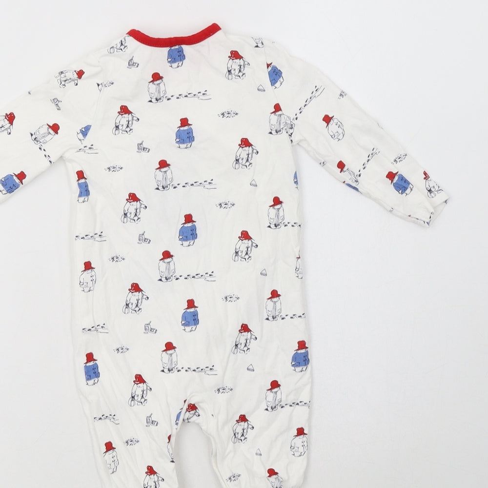 TU Baby White Geometric Cotton Babygrow One-Piece Size 6-9 Months  Snap - Paddington Print
