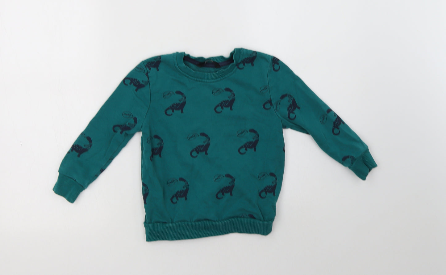 George Girls Green Geometric Cotton Pullover Sweatshirt Size 3-4 Years   - Dino Print