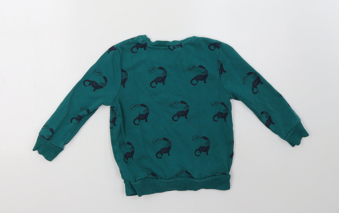 George Girls Green Geometric Cotton Pullover Sweatshirt Size 3-4 Years   - Dino Print