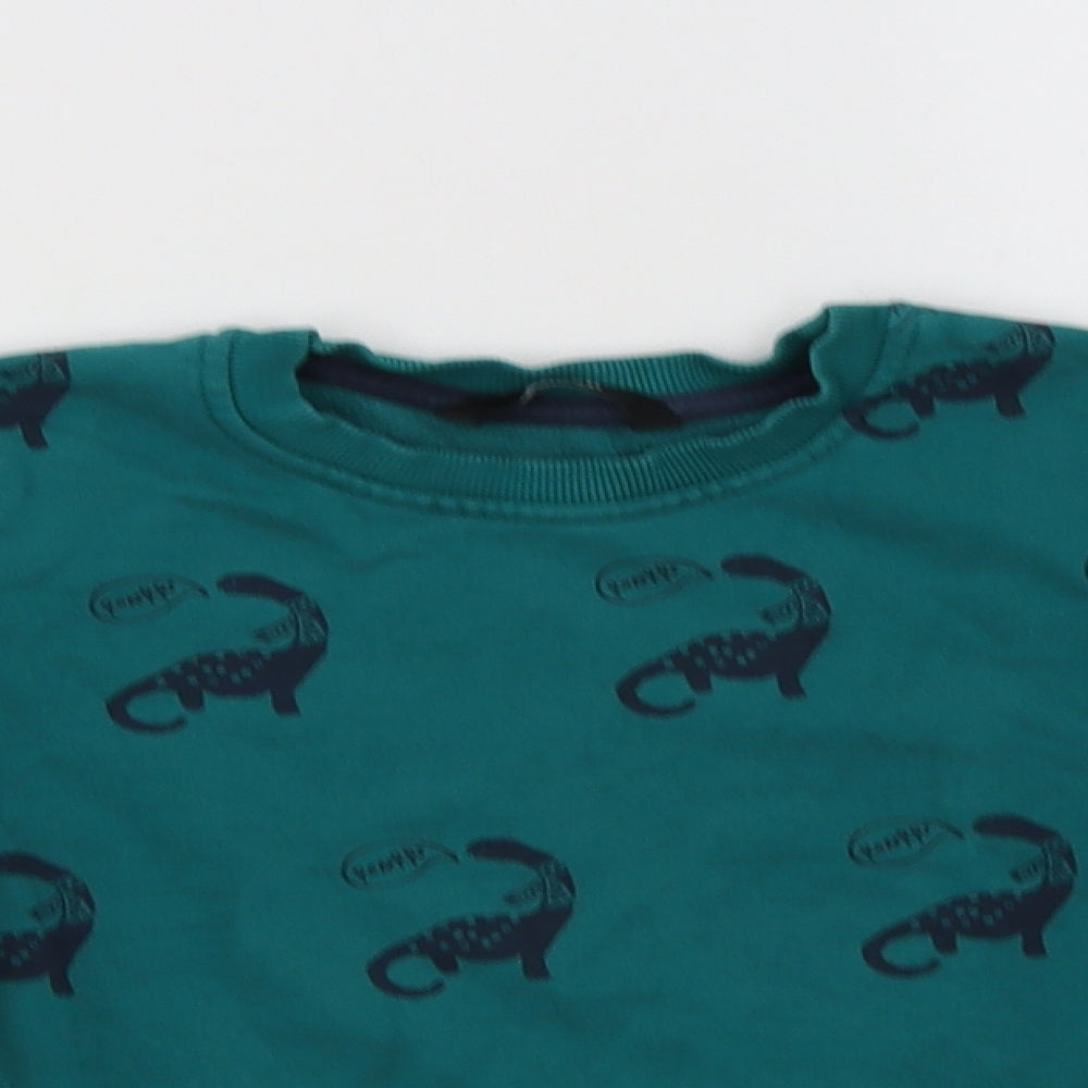 George Girls Green Geometric Cotton Pullover Sweatshirt Size 3-4 Years   - Dino Print