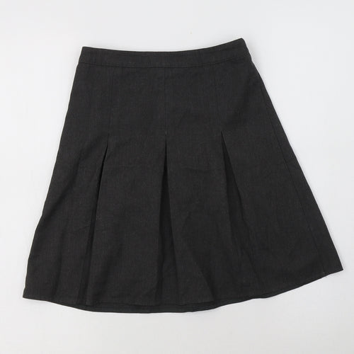 George Girls Grey  Polyester A-Line Skirt Size 8-9 Years  Regular Button - School Wear
