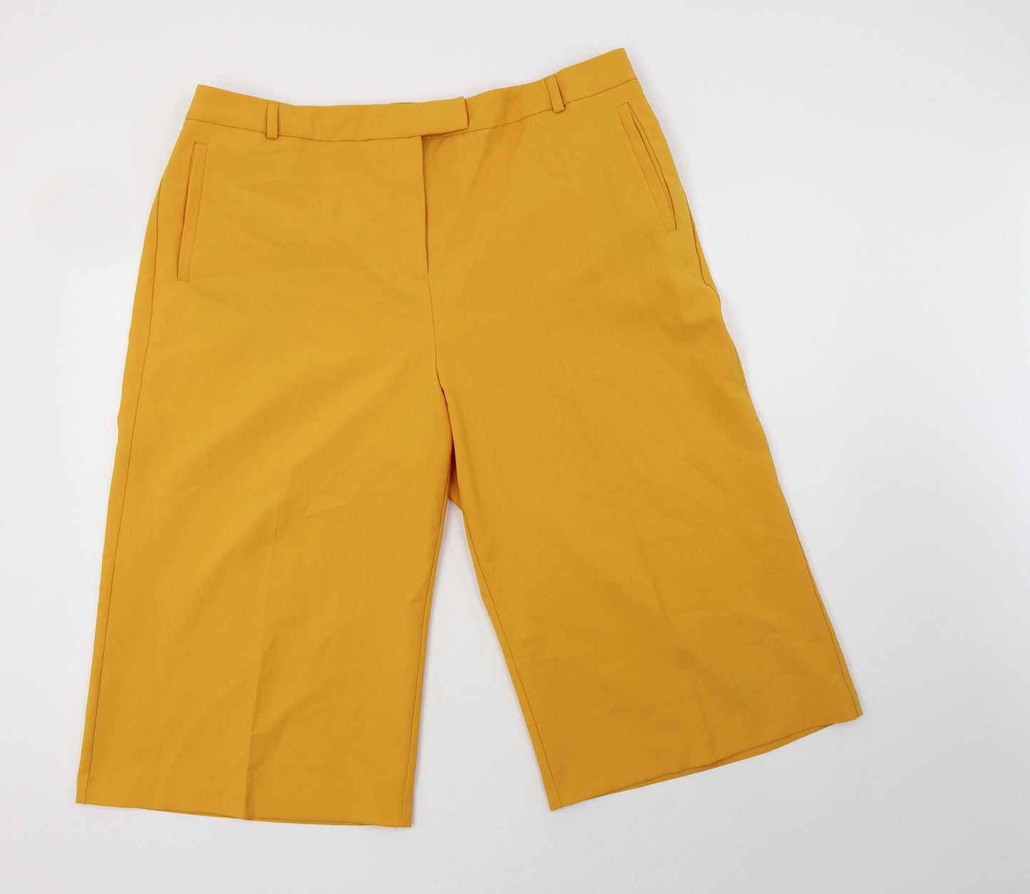 JD Williams Womens Yellow  Polyester Culotte Shorts Size 20 L18.5 in Regular Hook & Eye
