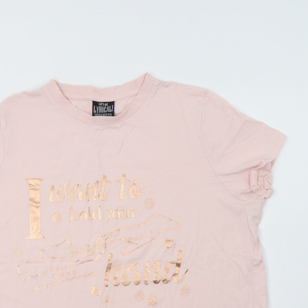 George Womens Pink  Cotton Basic T-Shirt Size 20 Crew Neck - Lyrics