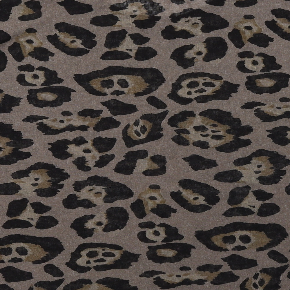 Apricot Womens Brown Animal Print Polyester Basic Blouse Size L Round Neck