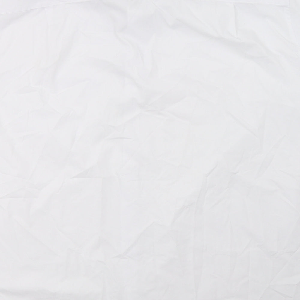 F&F Mens White  Polyester  Dress Shirt Size 17.5 Collared Button