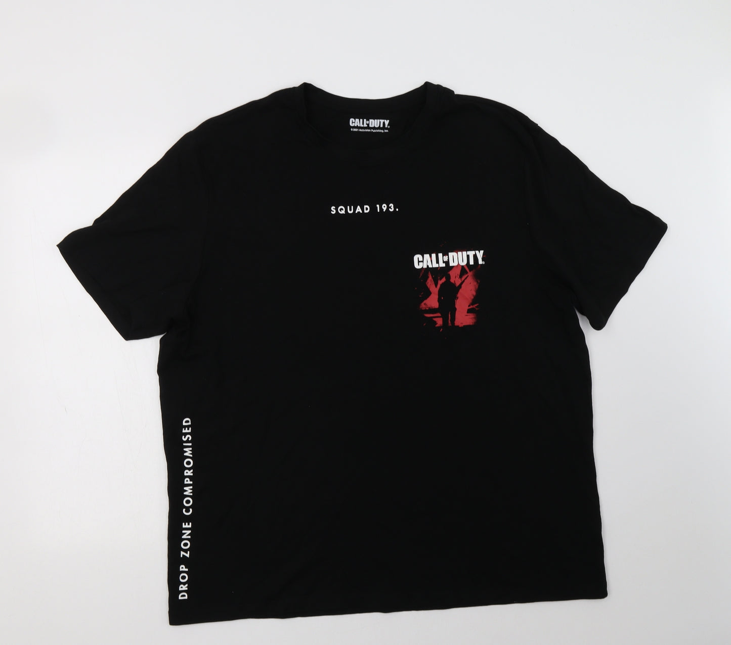 F&F Mens Black  Cotton  T-Shirt Size 2XL Crew Neck  - Call Of Duty