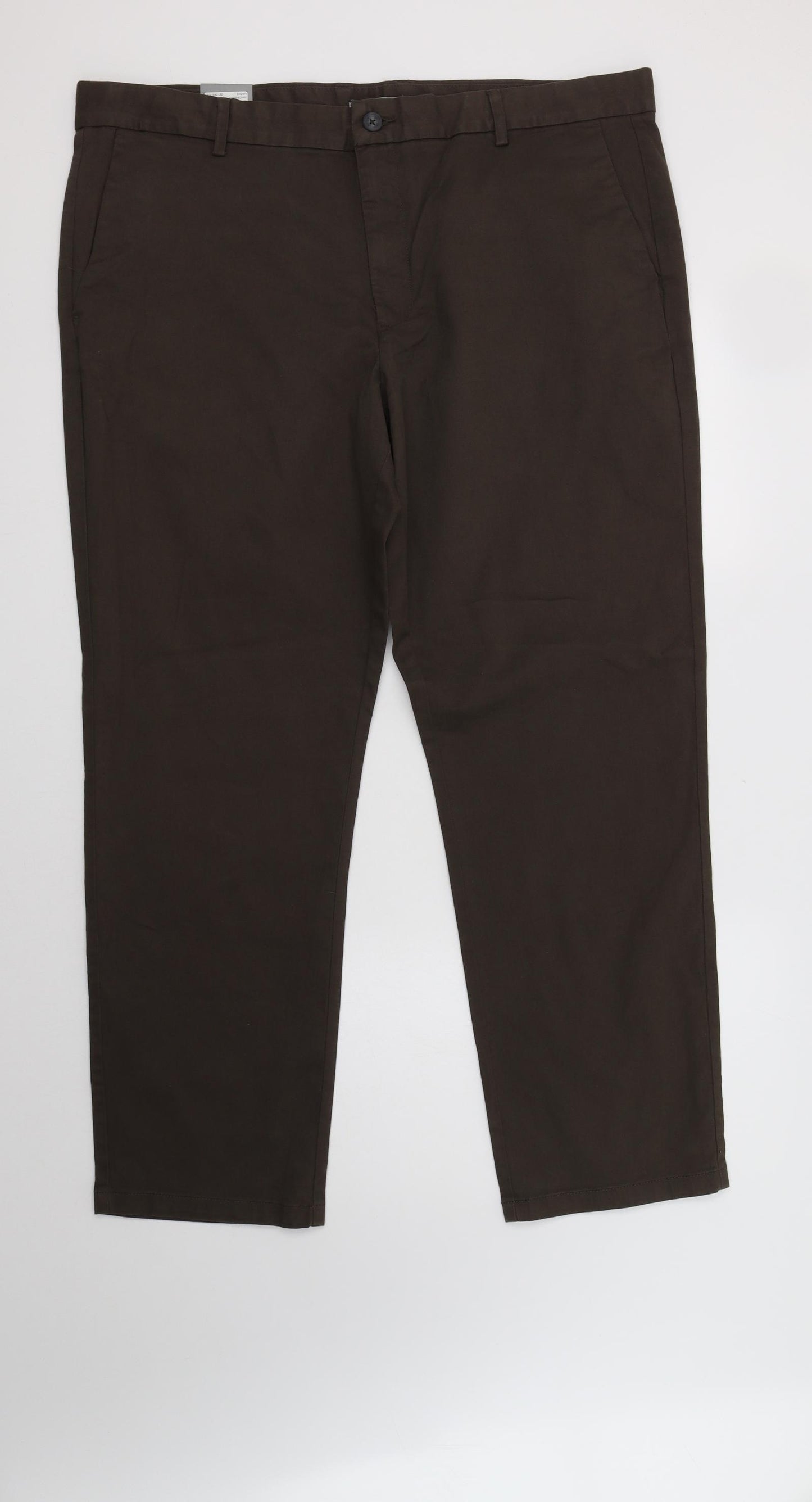 TU Mens Brown  Cotton Chino Trousers Size 40 L32 in Regular Button