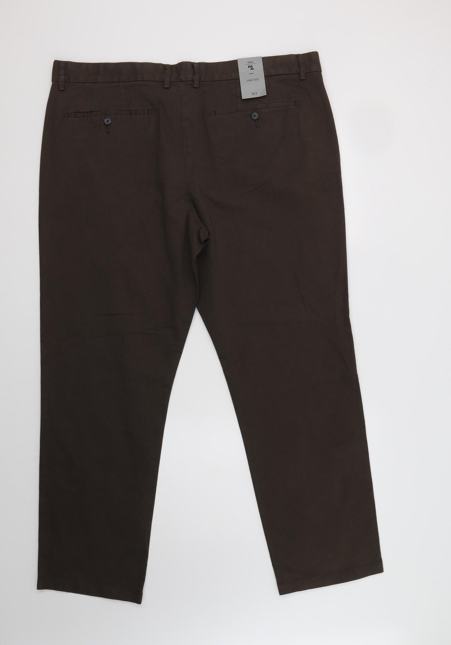 TU Mens Brown  Cotton Chino Trousers Size 40 L32 in Regular Button