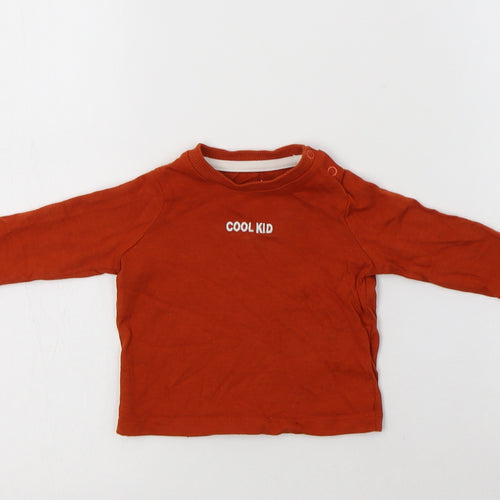 F&F Baby Brown  Cotton Basic T-Shirt Size 0-3 Months Crew Neck Snap - Cool Kid
