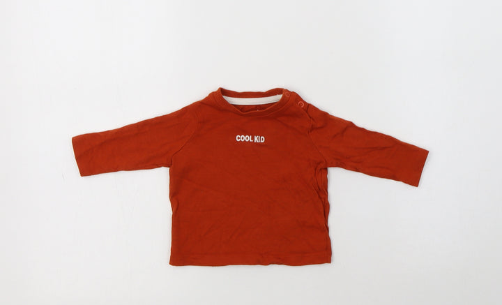 F&F Baby Brown  Cotton Basic T-Shirt Size 0-3 Months Crew Neck Snap - Cool Kid