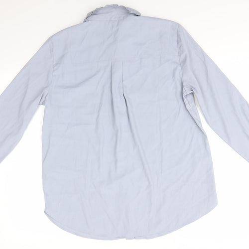H&M Womens Grey  Polyester Basic Blouse Size M Collared - Frilled Collar & Cuffs Mid Grey Concealed buttons