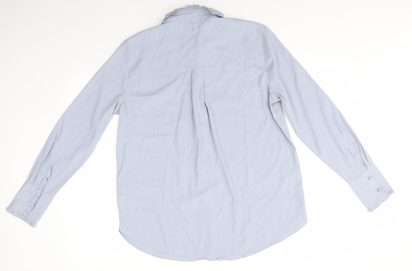 H&M Womens Grey  Polyester Basic Blouse Size M Collared - Frilled Collar & Cuffs Mid Grey Concealed buttons