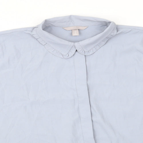 H&M Womens Grey  Polyester Basic Blouse Size M Collared - Frilled Collar & Cuffs Mid Grey Concealed buttons