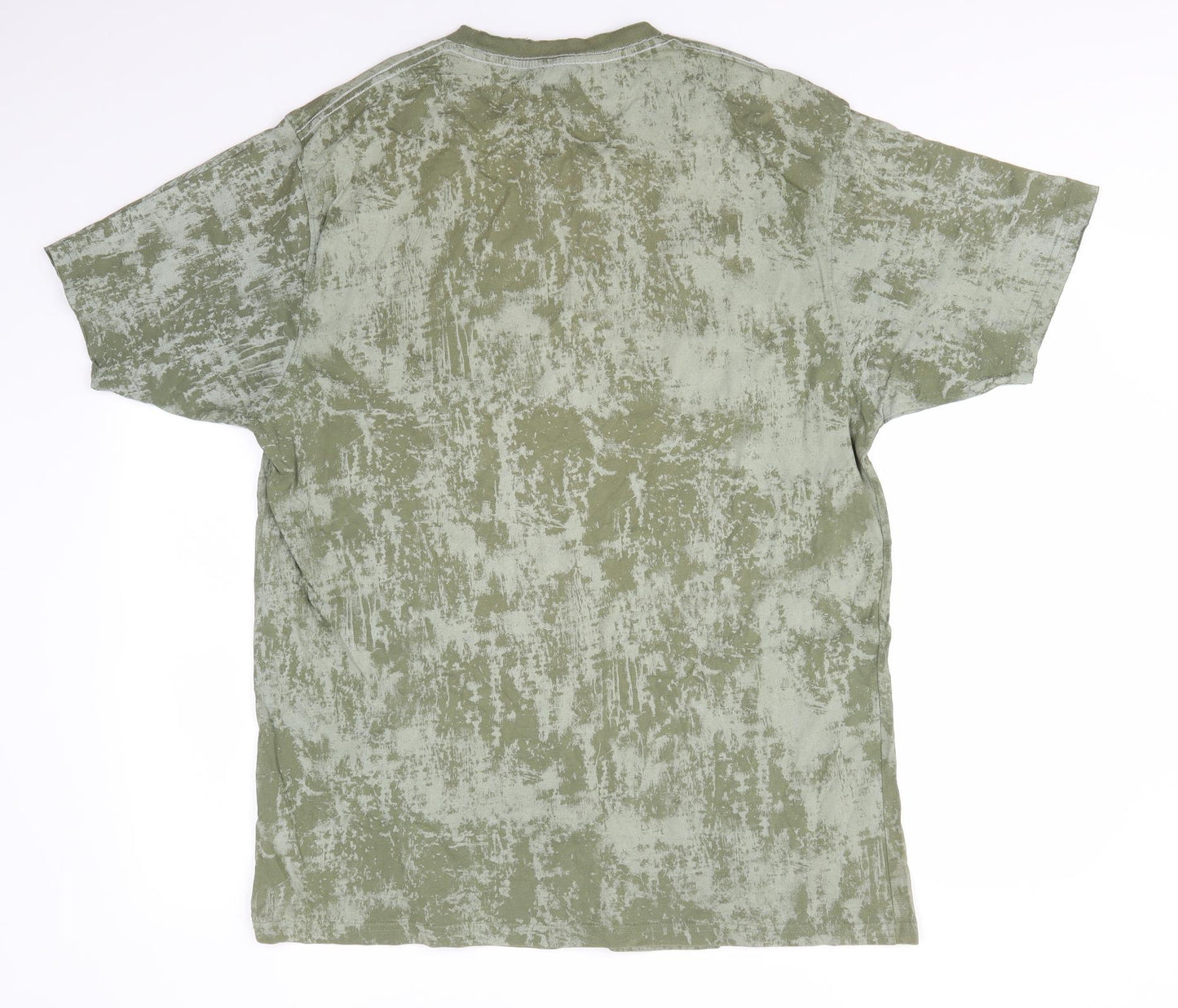 Screamer Fish Mens Green Camouflage Cotton  T-Shirt Size L Round Neck  - Green mix