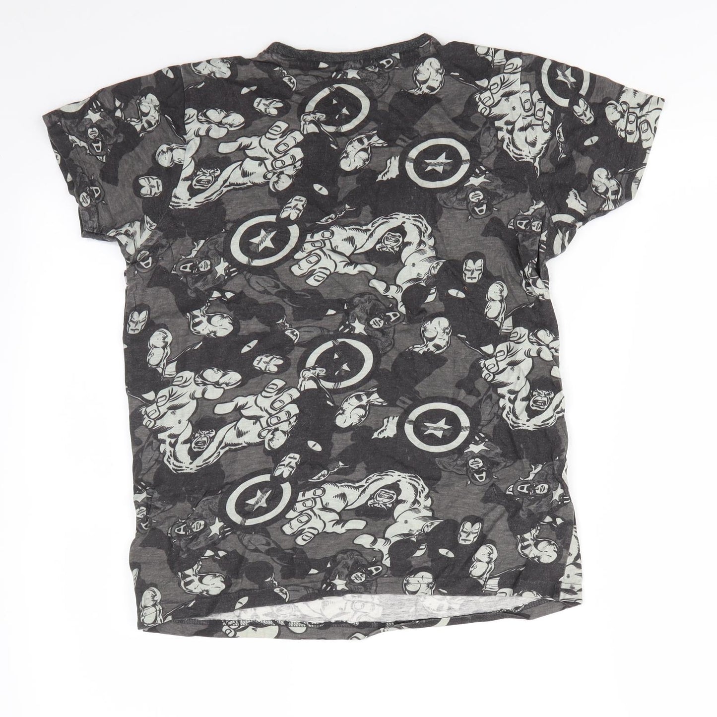 Marvel Boys Grey  Cotton Basic T-Shirt Size 10-11 Years Round Neck Pullover - Marvel Heroes Print