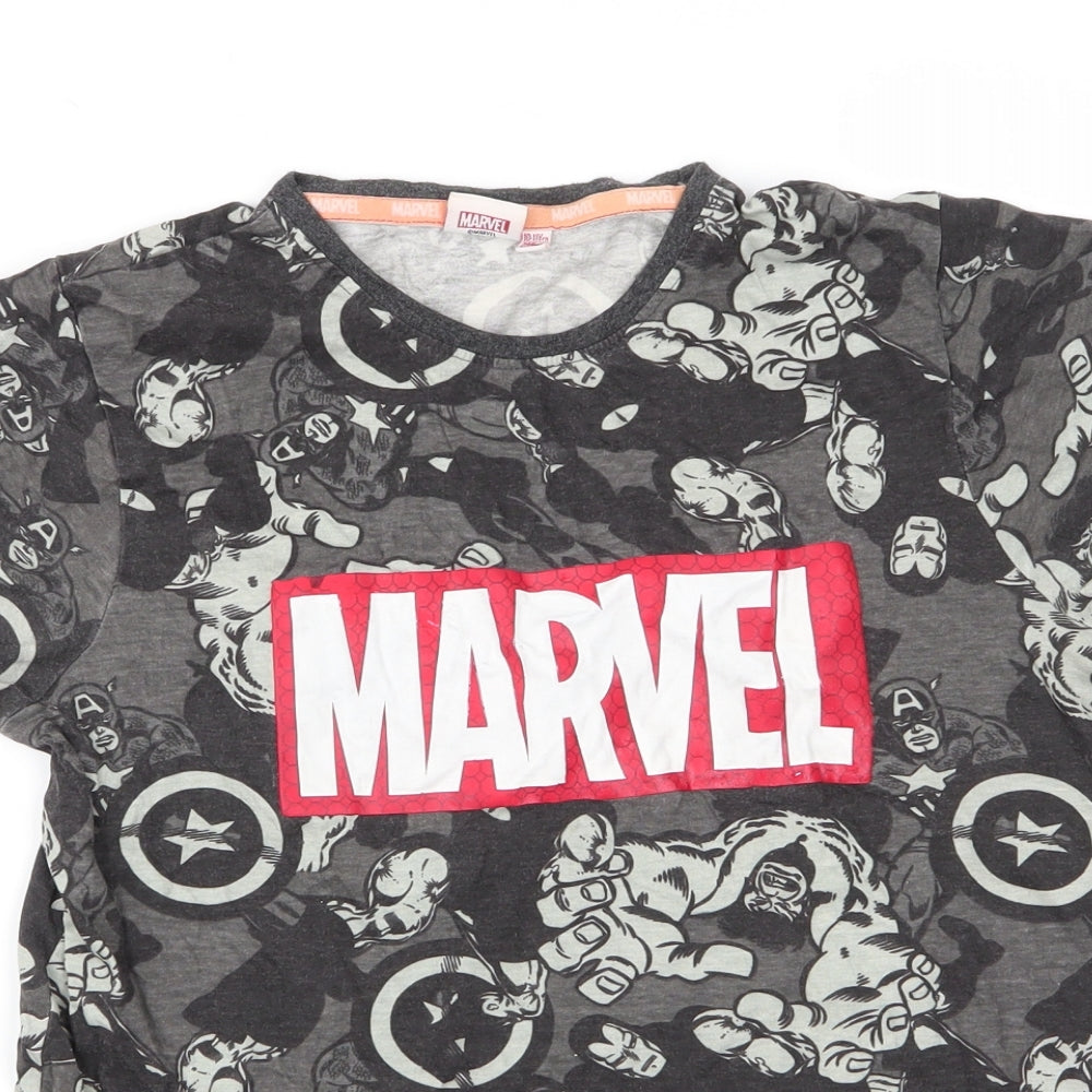 Marvel Boys Grey  Cotton Basic T-Shirt Size 10-11 Years Round Neck Pullover - Marvel Heroes Print
