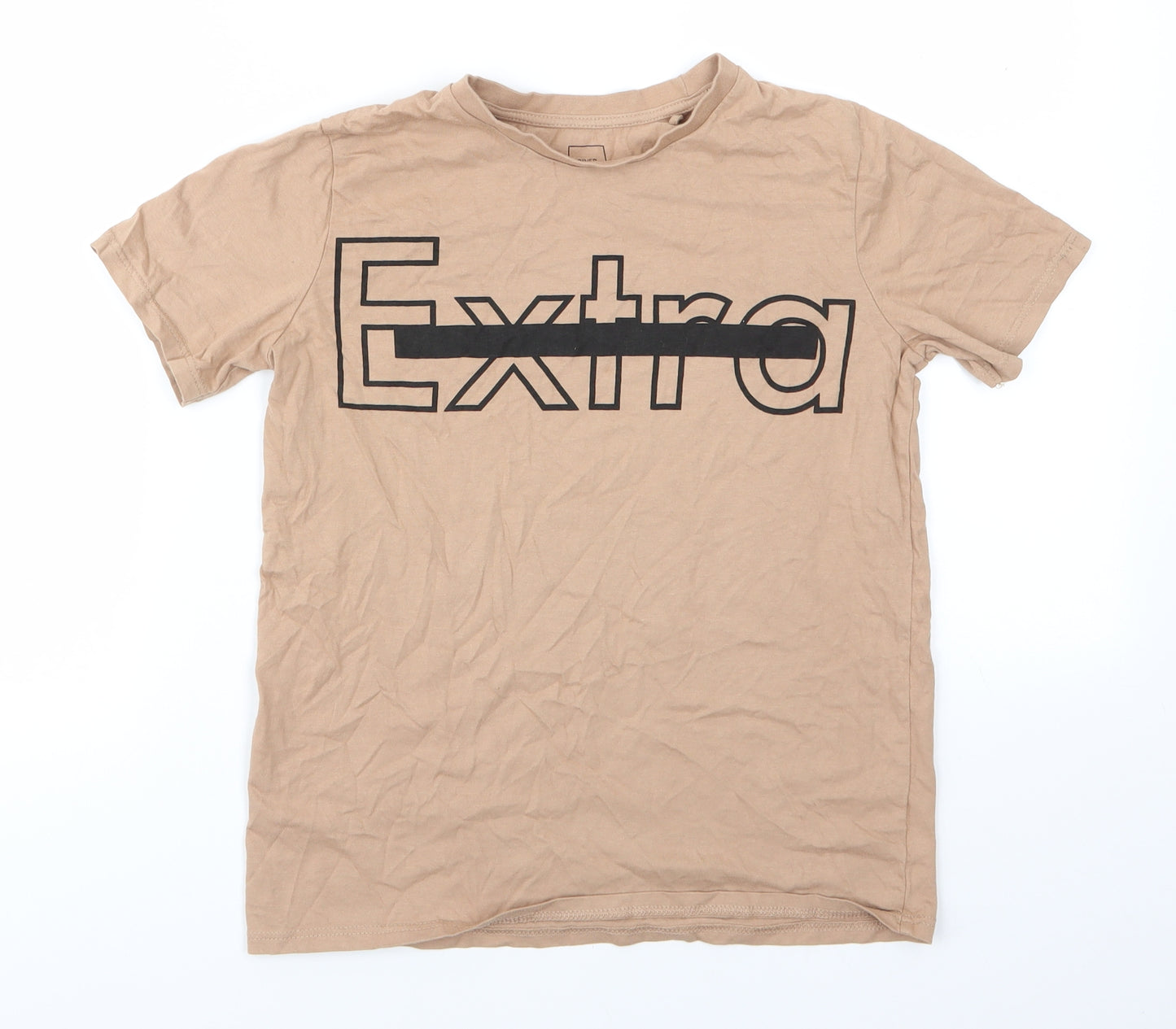 River Island Boys Brown   Basic T-Shirt Size 9-10 Years Round Neck Pullover - Extra Dark Camel