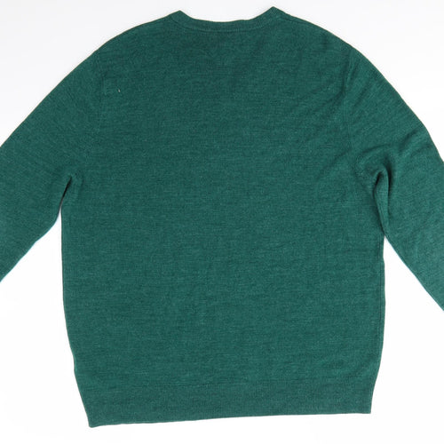 Atlantic Bay Mens Green V-Neck  Acrylic Pullover Jumper Size XL   - Super Soft Green mix
