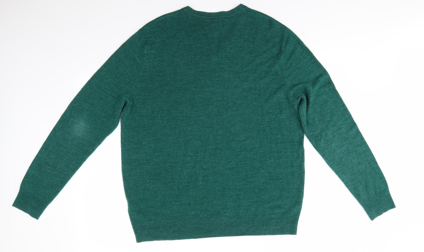 Atlantic Bay Mens Green V-Neck  Acrylic Pullover Jumper Size XL   - Super Soft Green mix