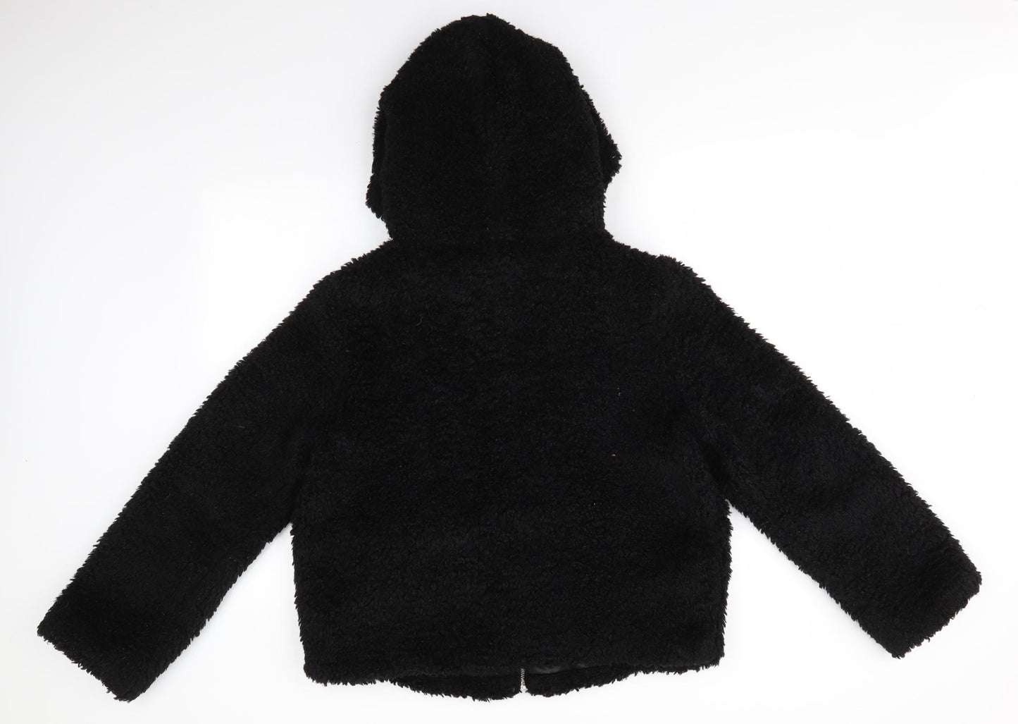 Miss Selfridge Womens Black   Overcoat Coat Size M  Zip - Faux Sheep Fur