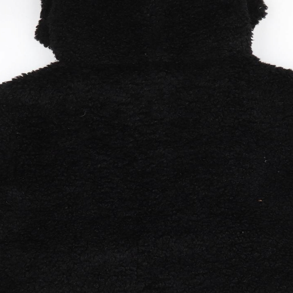Miss Selfridge Womens Black   Overcoat Coat Size M  Zip - Faux Sheep Fur
