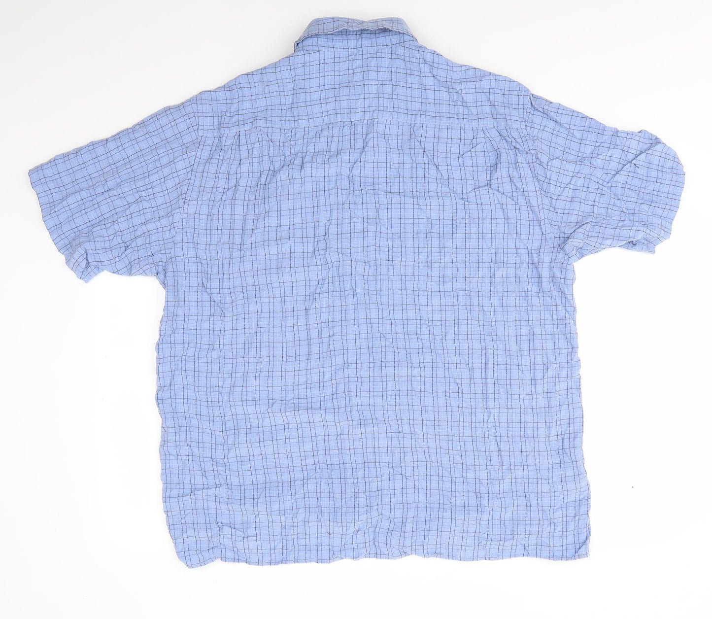Wolsey Mens Blue Check Modal  Button-Up Size 2XL Collared Button - Mid Blue Thin Line Checks
