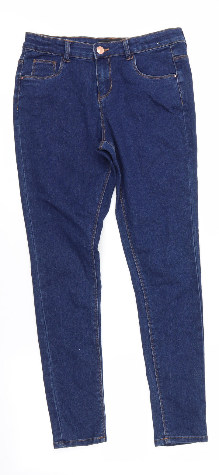 Miss Evie Girls Blue Cotton Skinny Jeans Size 12-13 Years Regular Zip - Indigo blue