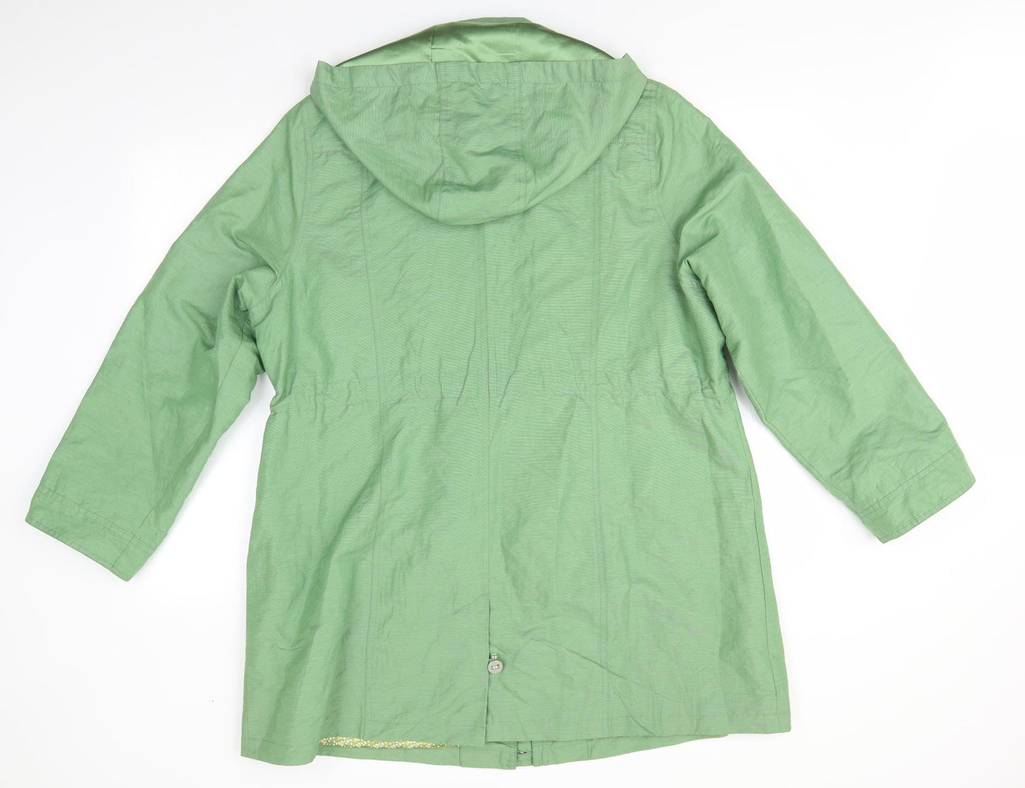 Per Una Womens Green   Rain Coat Coat Size 20  Zip - Subtle sheen Willow Green Drawstring waist Shower Resistant