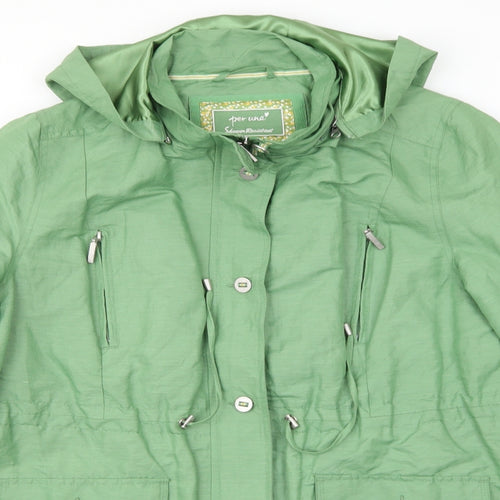 Per Una Womens Green   Rain Coat Coat Size 20  Zip - Subtle sheen Willow Green Drawstring waist Shower Resistant