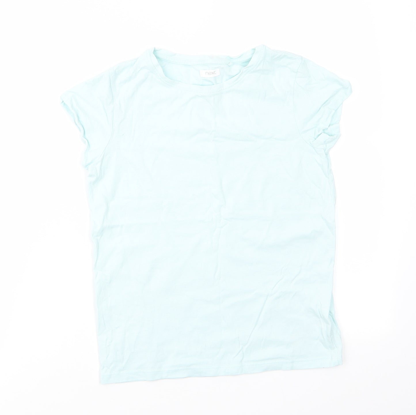 NEXT Girls Green  Cotton Basic T-Shirt Size 11 Years Round Neck Pullover - Pale mint green
