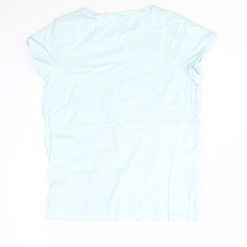 NEXT Girls Green  Cotton Basic T-Shirt Size 11 Years Round Neck Pullover - Pale mint green