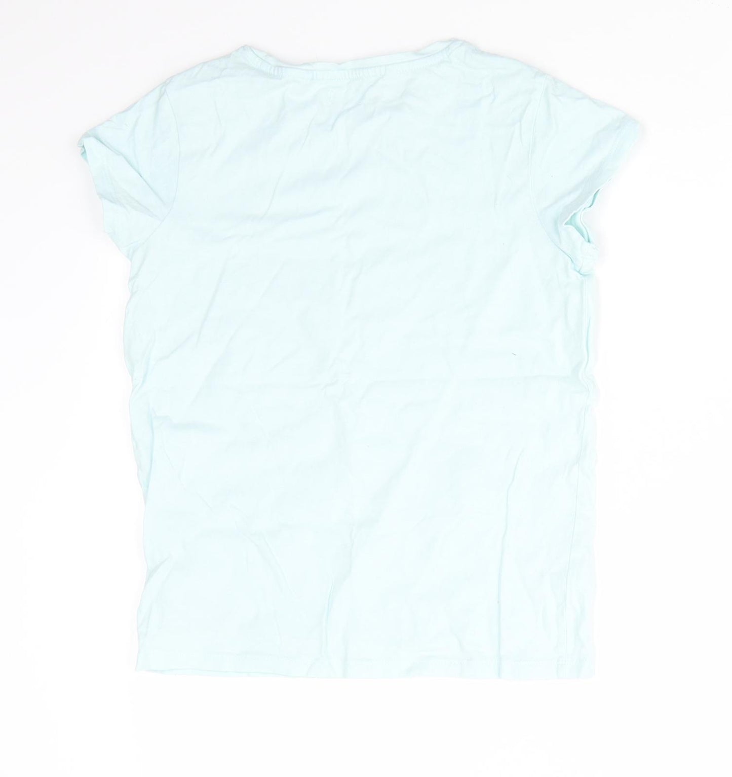 NEXT Girls Green  Cotton Basic T-Shirt Size 11 Years Round Neck Pullover - Pale mint green