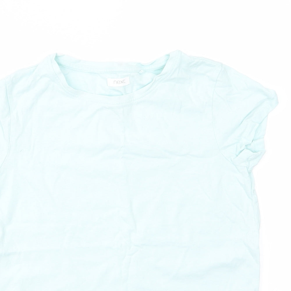 NEXT Girls Green  Cotton Basic T-Shirt Size 11 Years Round Neck Pullover - Pale mint green