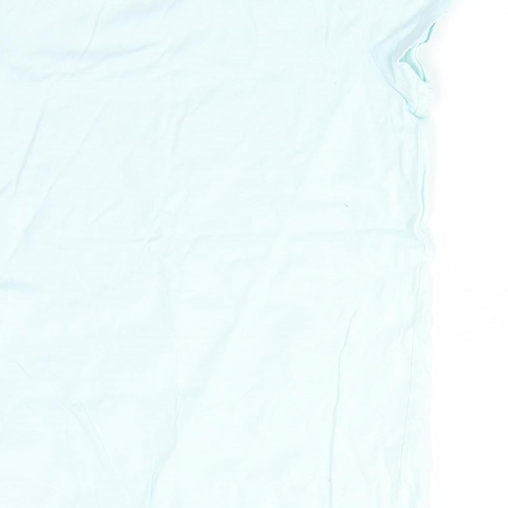 NEXT Girls Green  Cotton Basic T-Shirt Size 11 Years Round Neck Pullover - Pale mint green