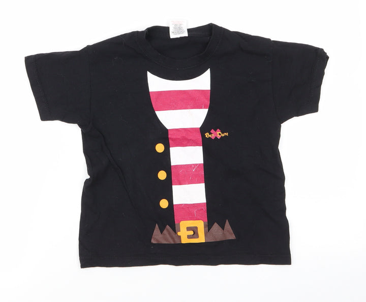 Fruit of the Loom Boys Black  Cotton Basic T-Shirt Size 3-4 Years Round Neck Pullover - Ben X Dan