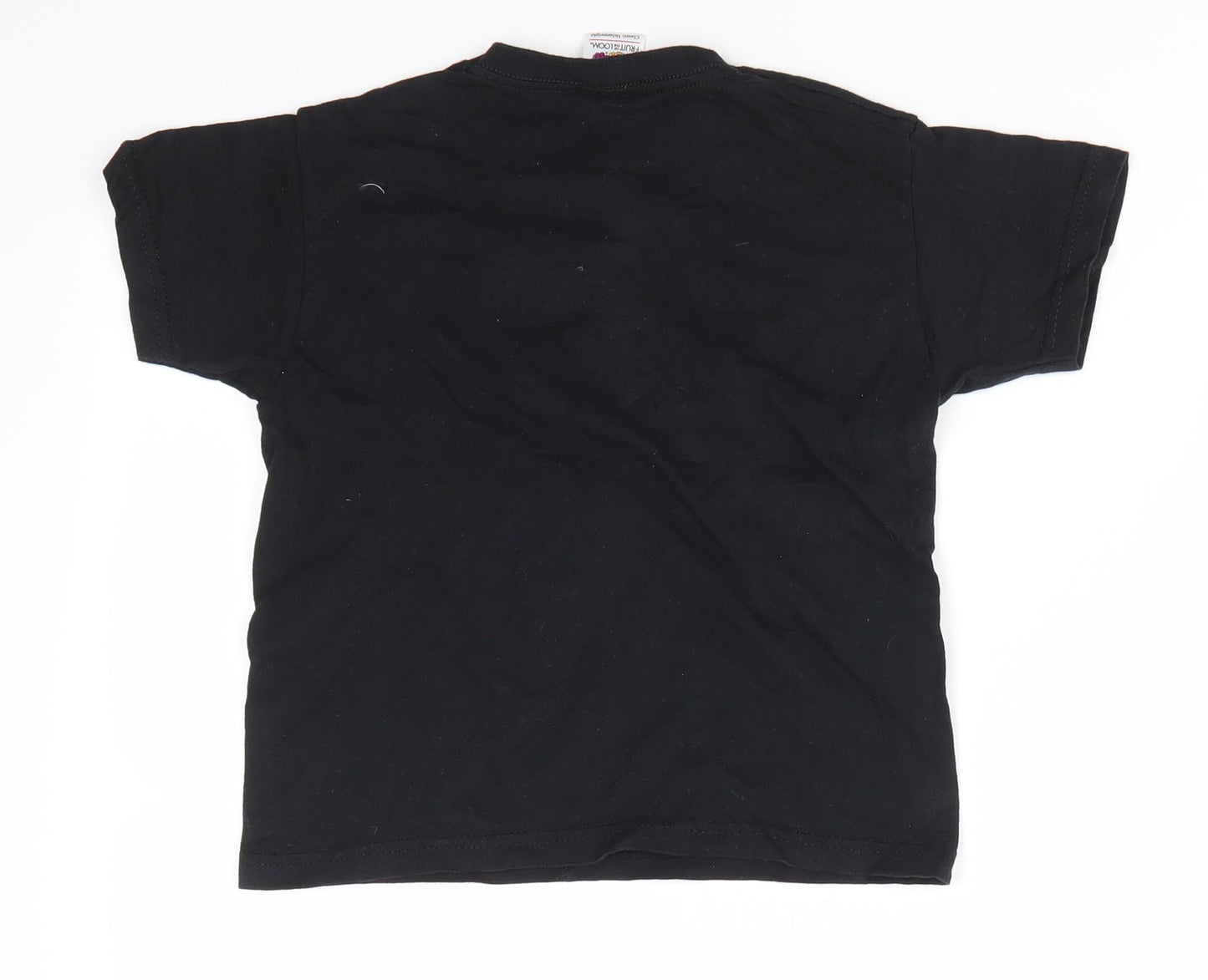 Fruit of the Loom Boys Black  Cotton Basic T-Shirt Size 3-4 Years Round Neck Pullover - Ben X Dan