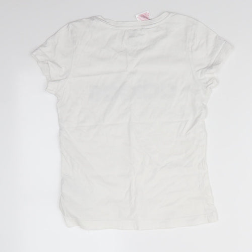 adidas Girls White  Cotton Basic T-Shirt Size 11-12 Years Round Neck Pullover