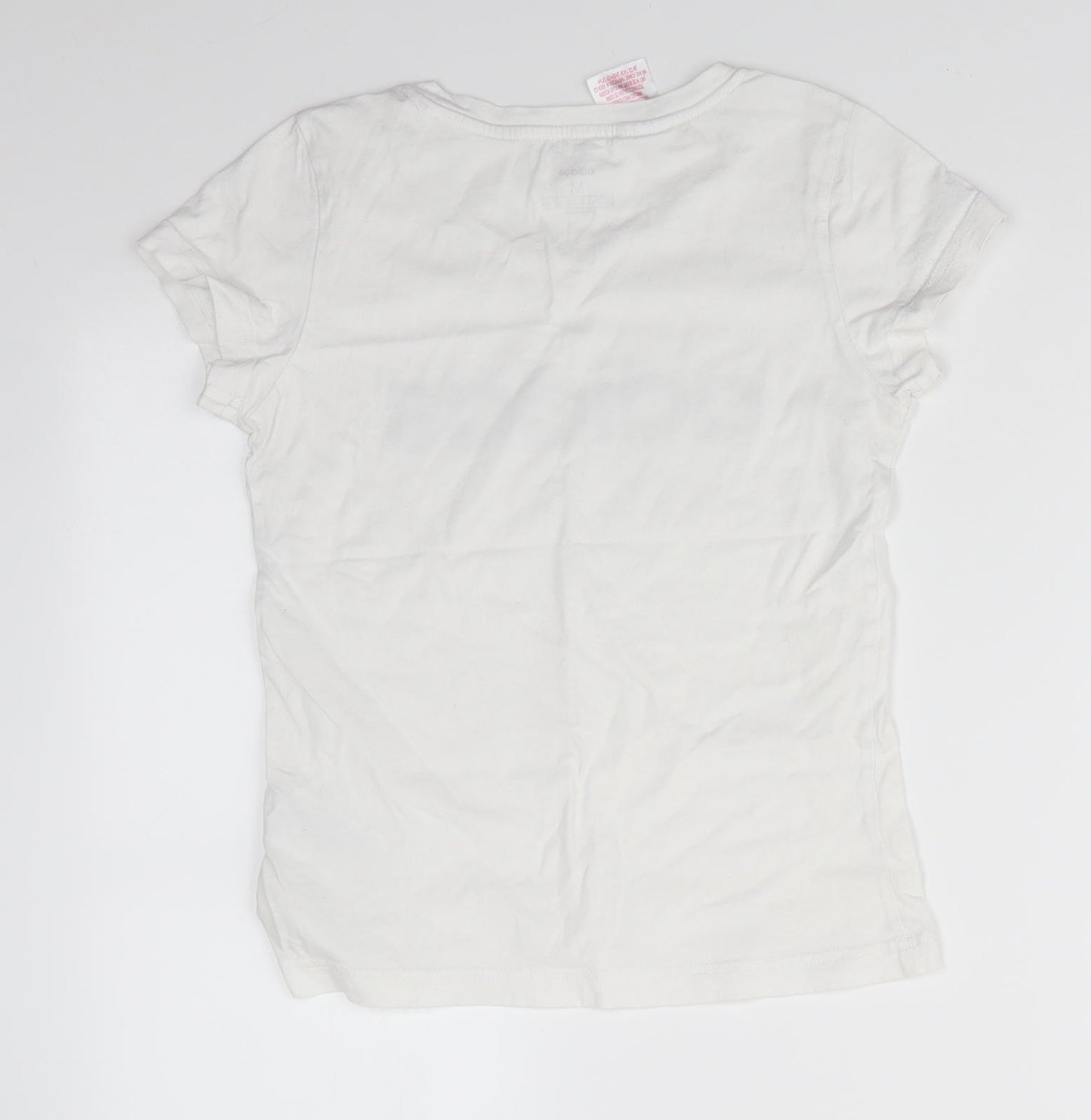 adidas Girls White  Cotton Basic T-Shirt Size 11-12 Years Round Neck Pullover