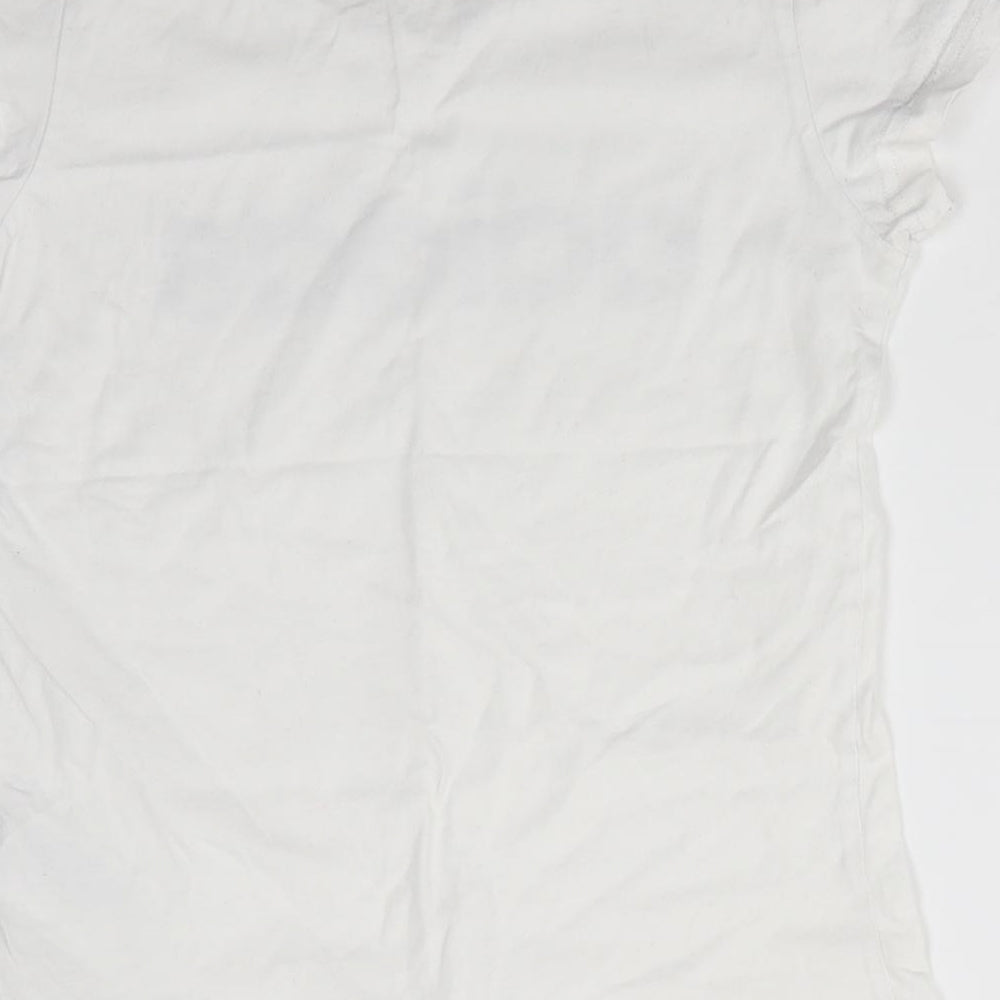 adidas Girls White  Cotton Basic T-Shirt Size 11-12 Years Round Neck Pullover