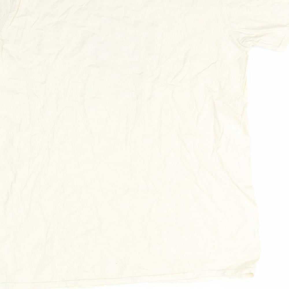 Gildan Mens Yellow  Cotton  T-Shirt Size L Round Neck  - Pale Lemon Yellow Globe Hot Air Baloon