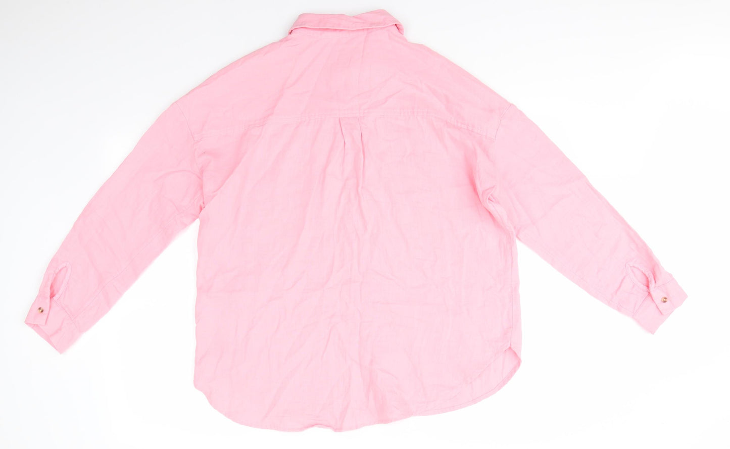 Florence and Fred Womens Pink  Cotton Basic Button-Up Size 12 Collared - Candy Pink soft texture