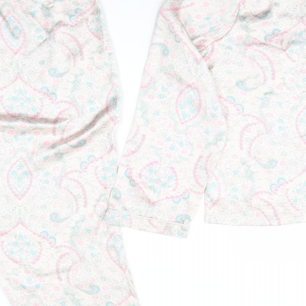 Nasty Gal Womens Ivory Floral Polyester  Pyjama Set Size 12  Button - Pink Blue Green Print