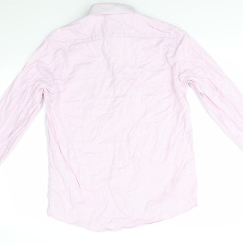 Primark Mens Pink  Cotton  Dress Shirt Size 17 Collared Button - Pink White mix 17 inch collar