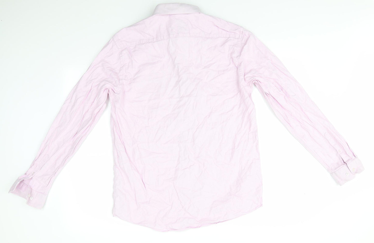 Primark Mens Pink  Cotton  Dress Shirt Size 17 Collared Button - Pink White mix 17 inch collar