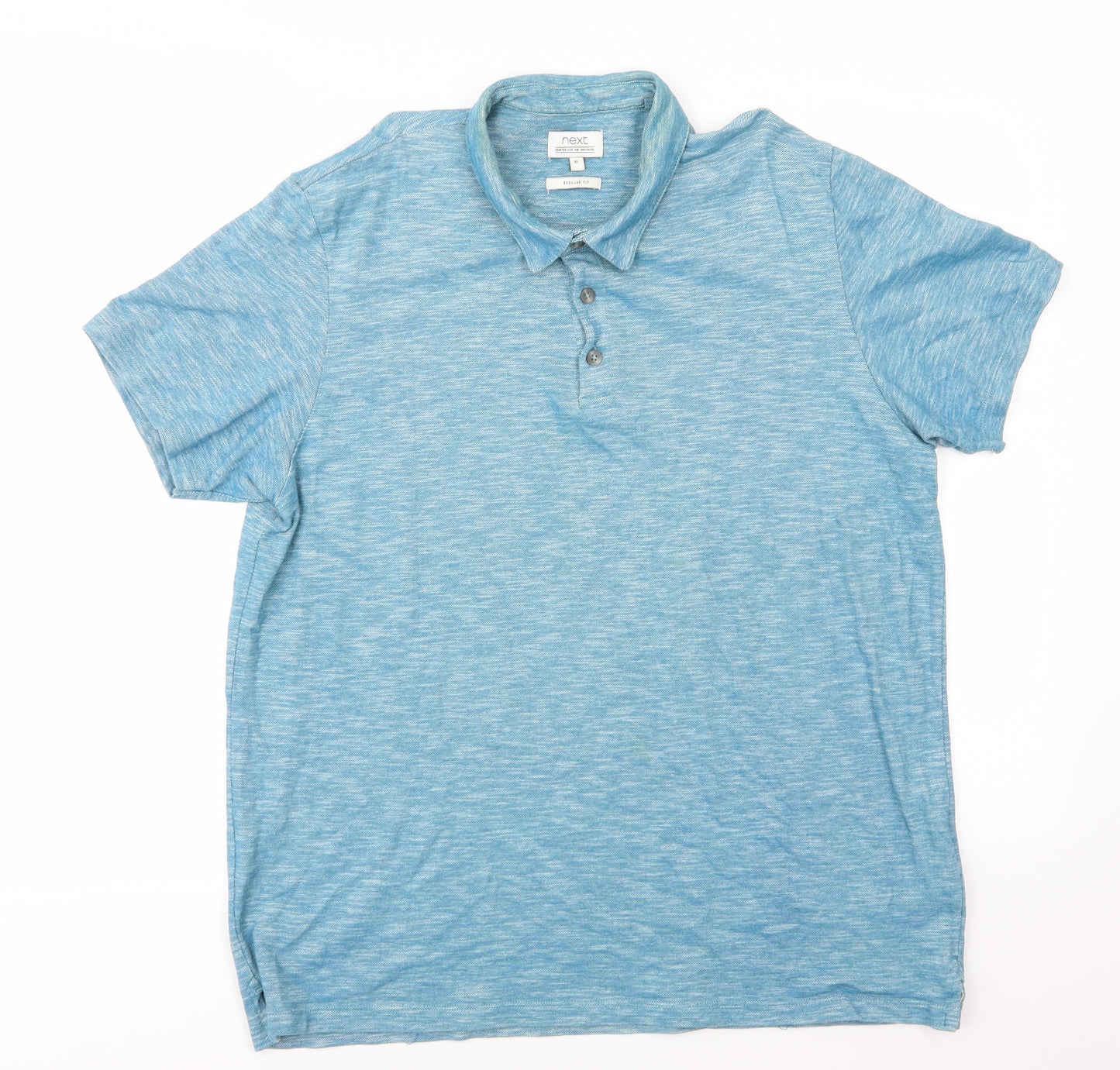 NEXT Mens Blue  Cotton  Polo Size XL Collared Button - Dark Turquoise mix