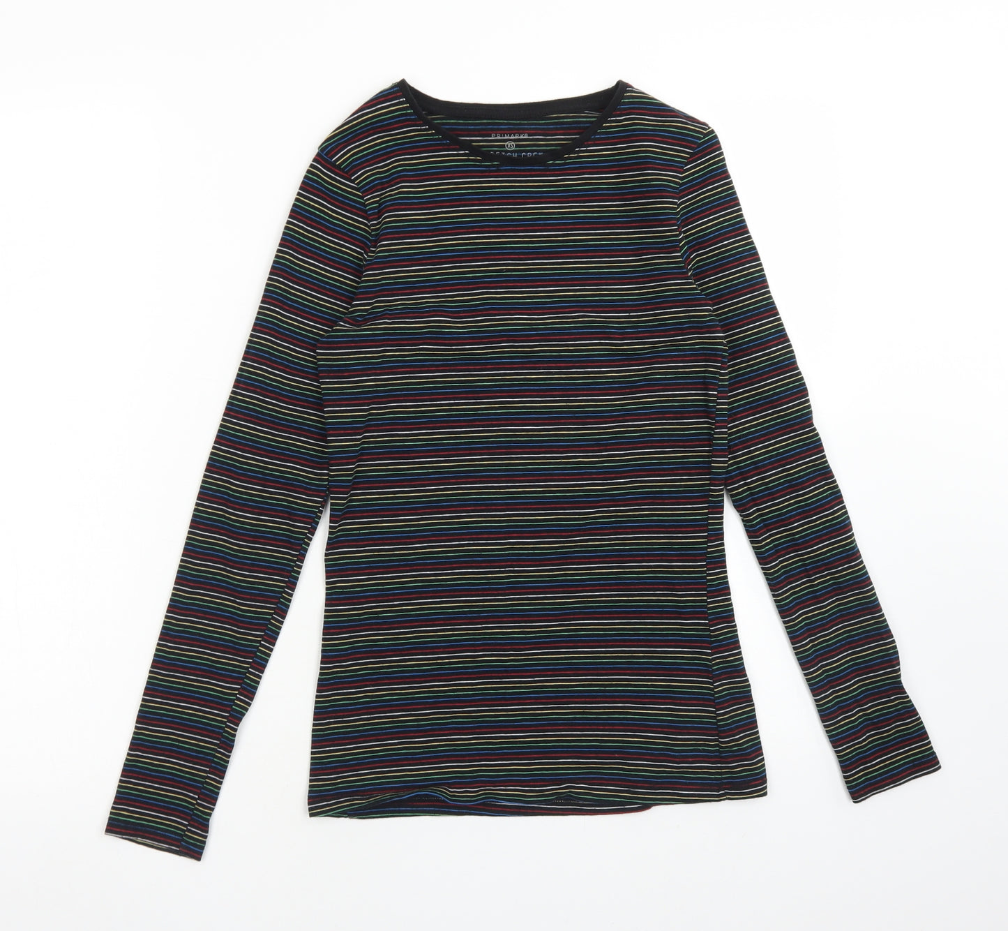 Primark Womens Multicoloured Striped Cotton Basic T-Shirt Size XS Round Neck